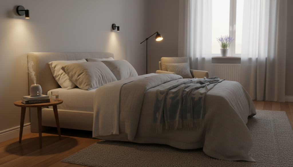 熟睡しやすくするために環境を整えるイメージ