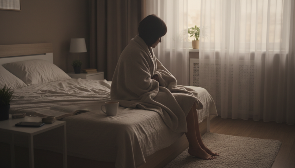 熟睡できない人に多い朝の疲れの残りを表すイメージ