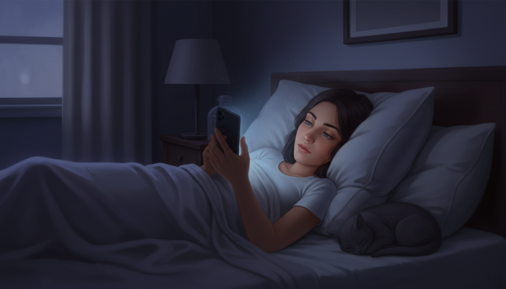 眠りが浅くなる寝る前のNG行動のイメージ