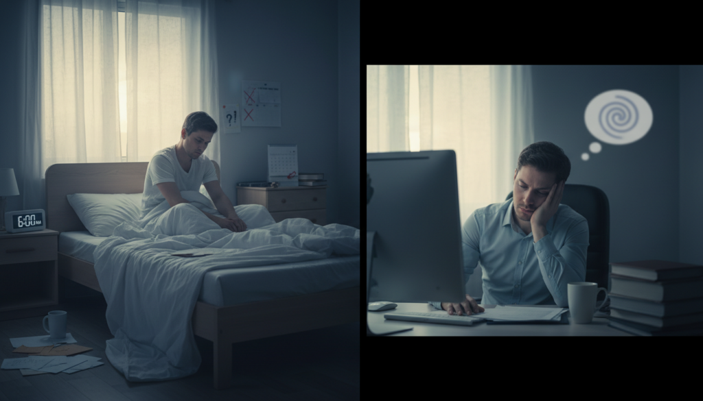 寝ても疲れが取れない原因を解説するイメージ画像」