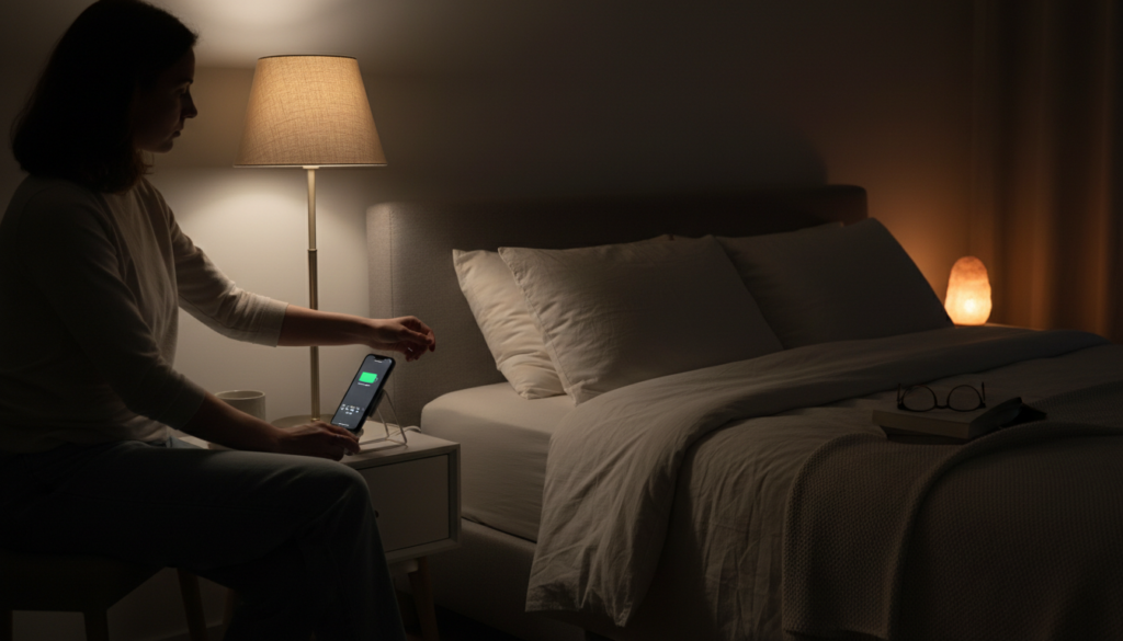 熟睡しやすい環境を整えている就寝前の様子