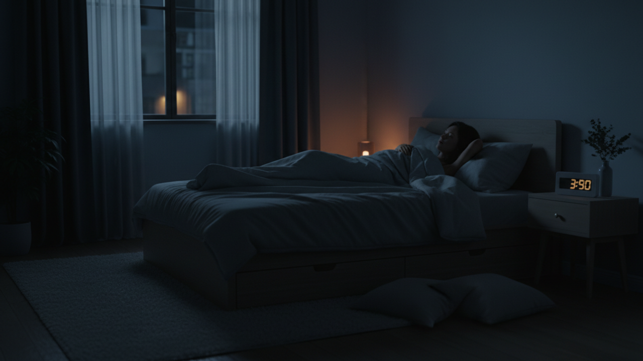 夜中に一度目が覚めることをイメージした寝室