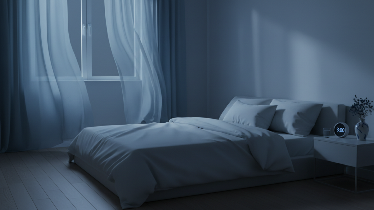 夜中に目が覚める原因と対処法をイメージした静かな寝室