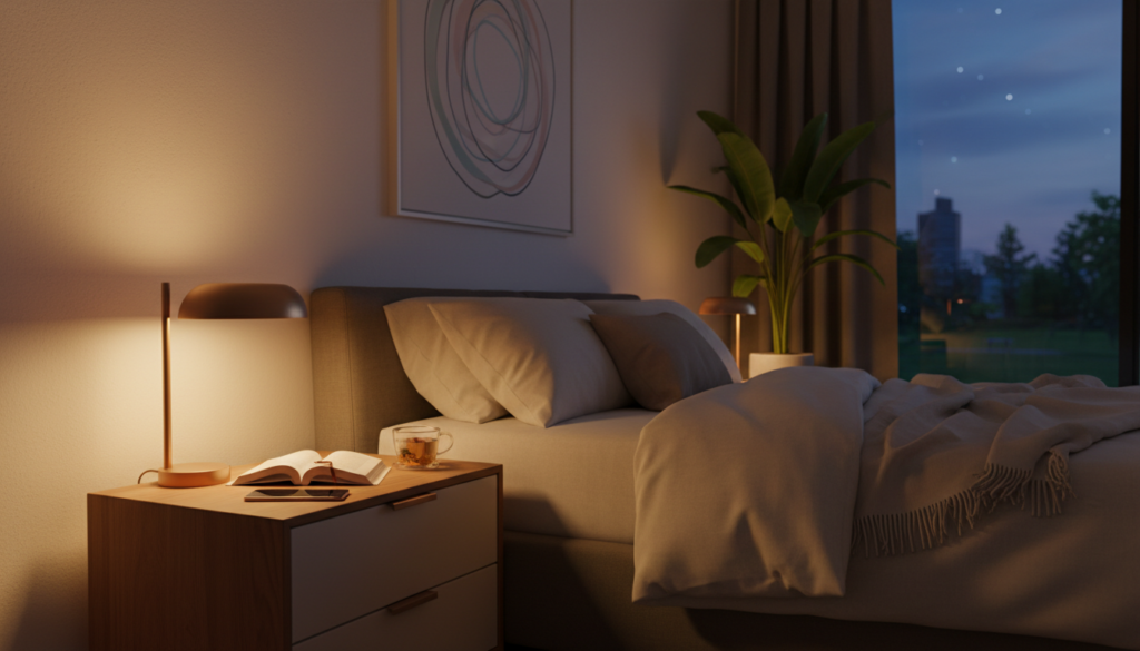 寝る前のスマホ習慣を見直す前向きなイメージ