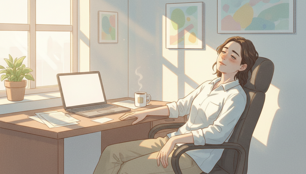 眠りが浅い状態が続き日中に疲れを感じる様子のイメージ