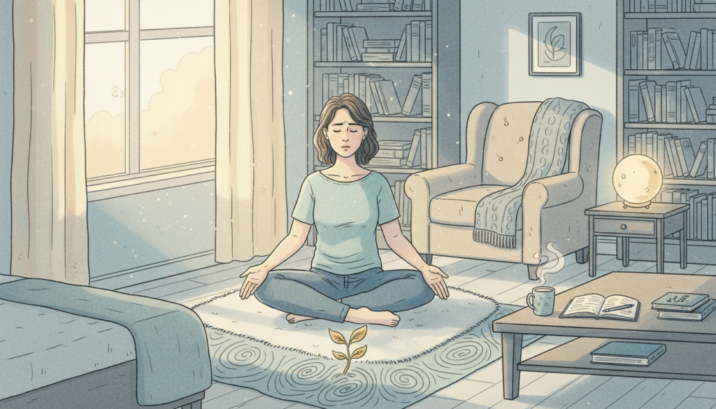 眠りが浅い悩みと向き合い対処法を考える人のイメージ