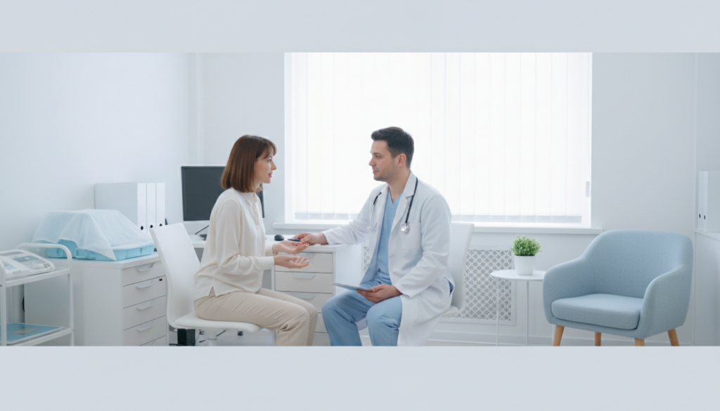 眠気がない場合の病気の可能性を相談する様子