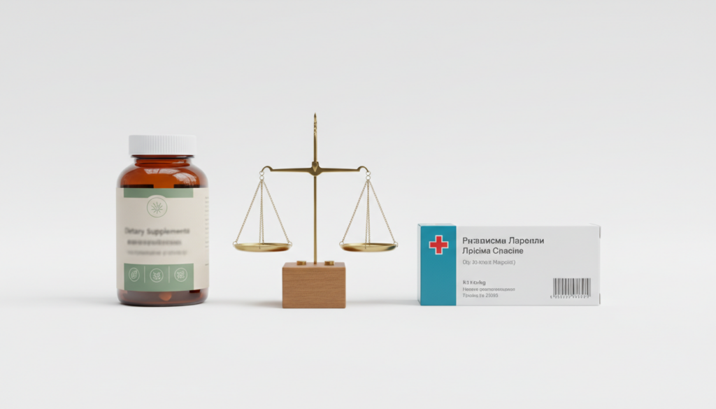 市販サプリと医薬品の違いを示すイメージ
