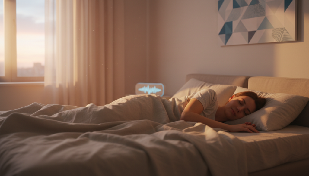 朝方の睡眠リズムをイメージした寝室の様子