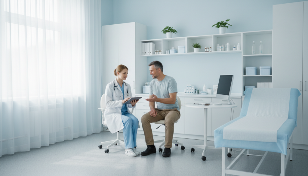 寝不足が続き医師に相談する様子のイメージ