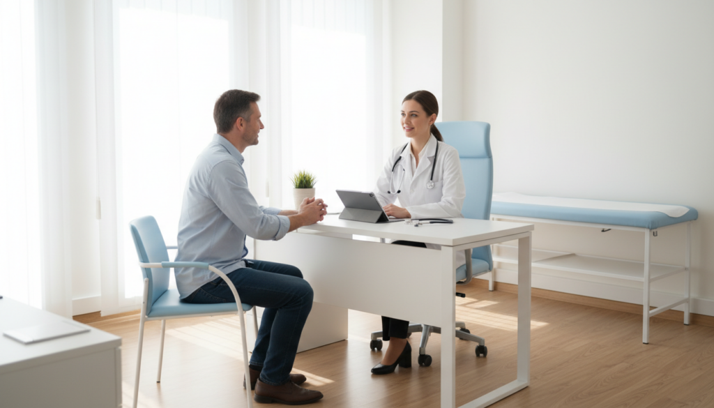 寝不足が続き医師に相談するイメージ