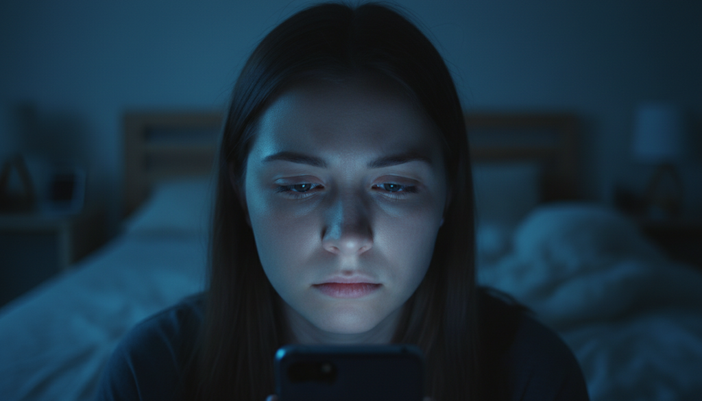 睡眠の質を下げる夜のスマホ習慣のイメージ