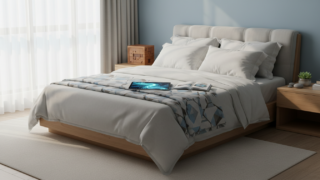 睡眠の質を見直すことをイメージした朝の寝室