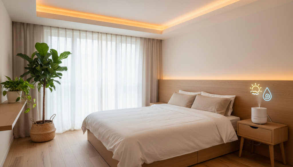 睡眠の質を上げる即効性のある寝室環境のイメージ