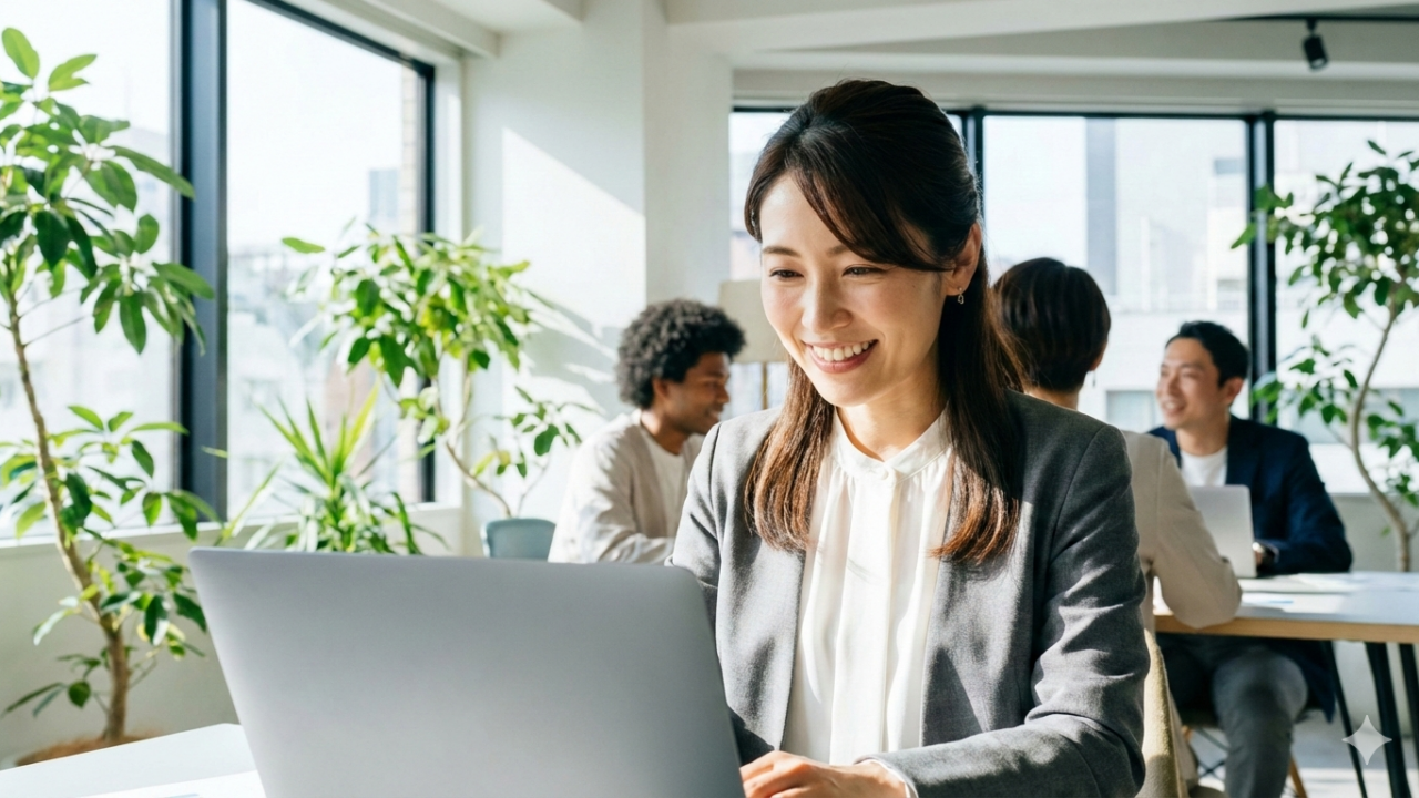 寝不足でも仕事中に眠くならない方法をイメージしたオフィス風景