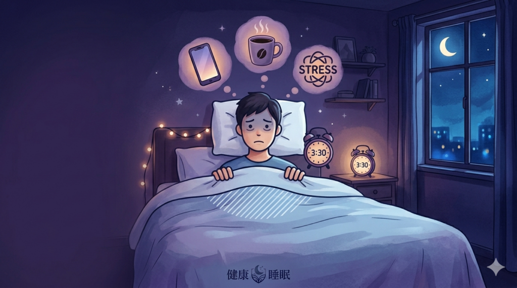 眠れない原因を表したイメージイラスト