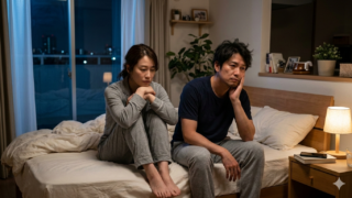 寝不足が続くとどうなるのかをイメージした夜の寝室風景