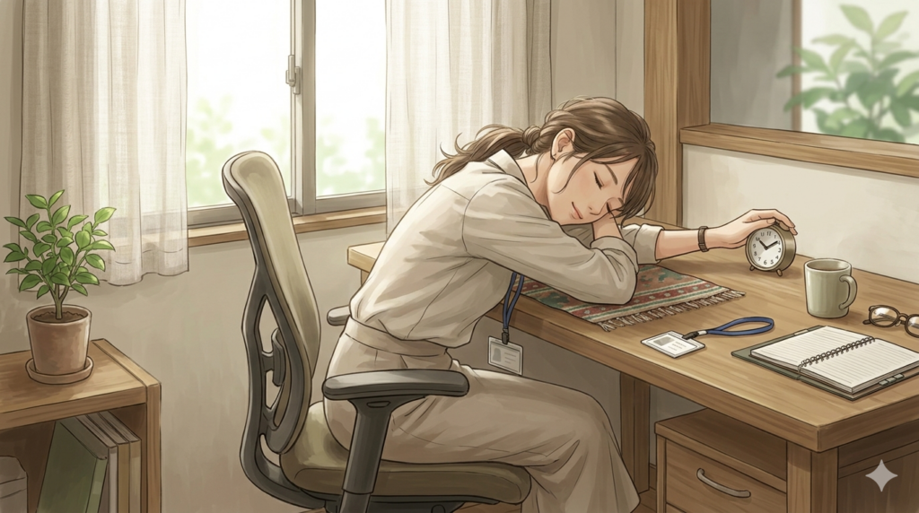 正しい仮眠をしている人物のイメージ