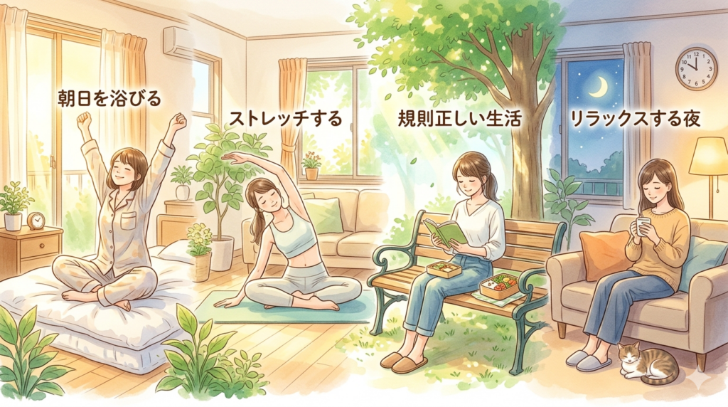 睡眠の質を上げる生活習慣のイメージ